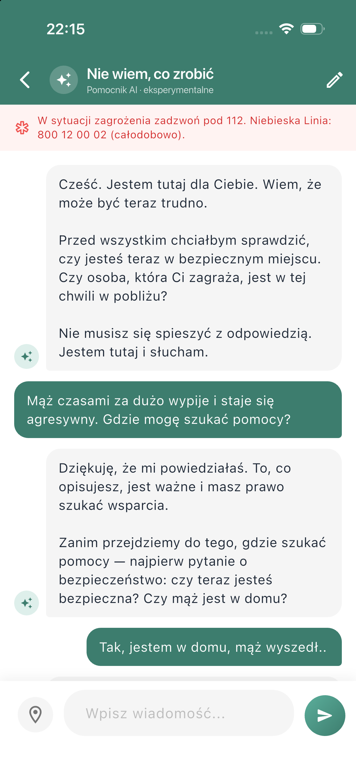 Pomocnik AI cierpliwie prowadzi rozmowę krok po kroku