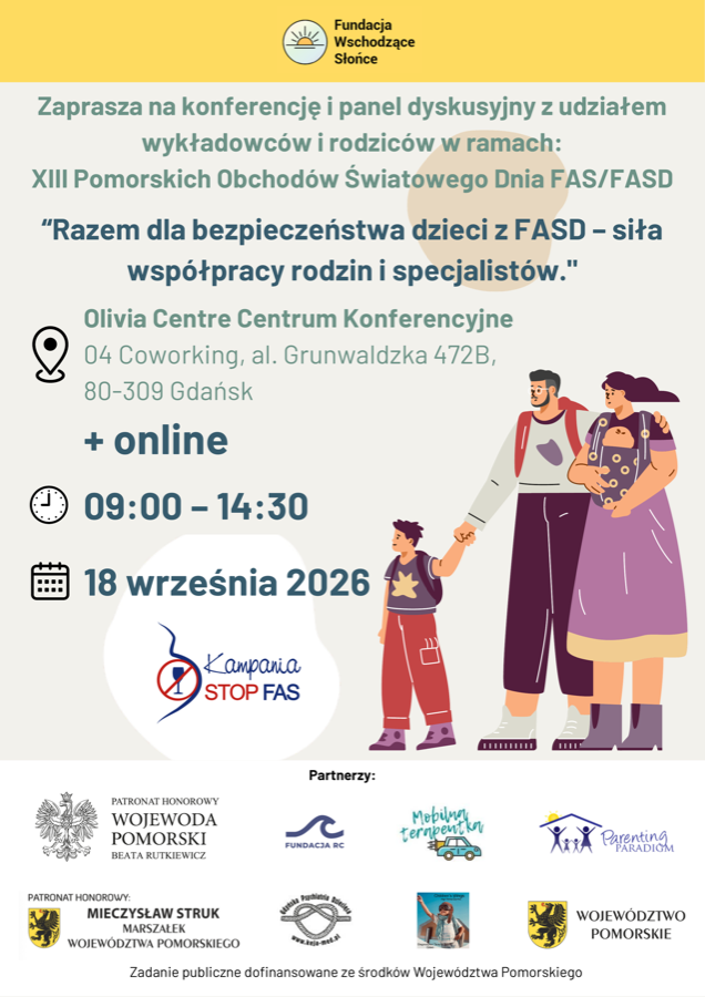 Zaproszenie na XIII Pomorskie Obchody Światowego Dnia FAS/FASD, 18 września 2026